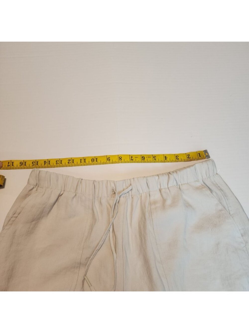 Zara Women Off White Elastic Waist Pants Size M Relaxed Fit Front & Back Pockets - Picture 6 of 10
